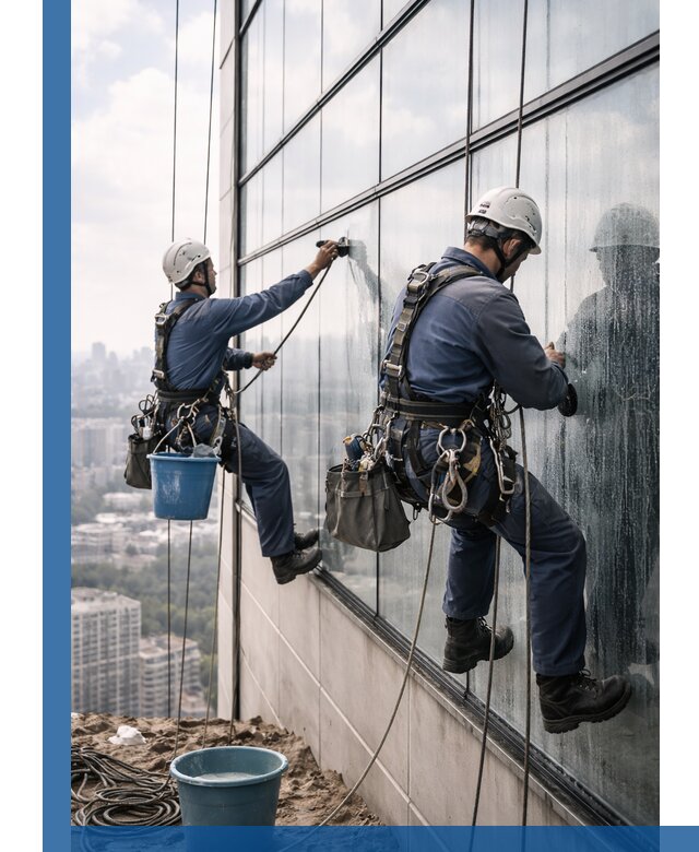 Профессиональная мойка фасадных окон альпинистами в Шарыпове