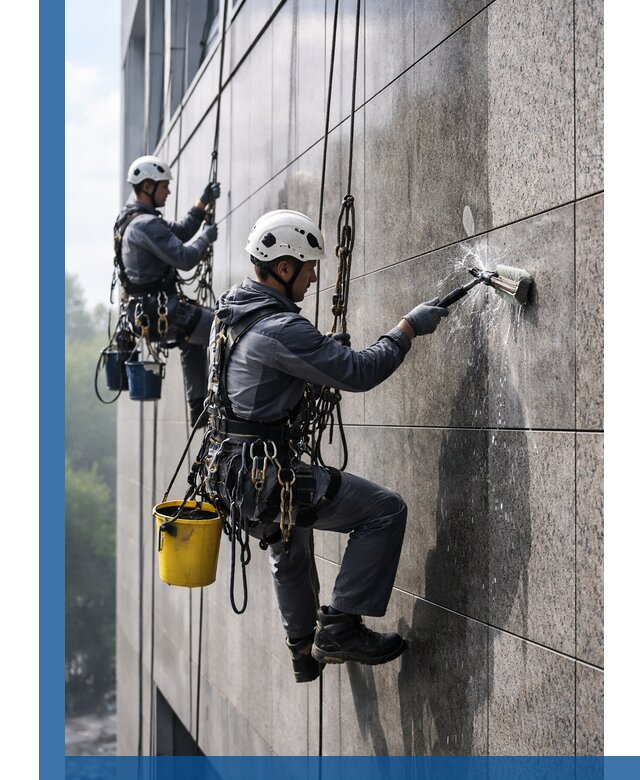 Профессиональная мойка фасада из керамогранита в Шарыпове