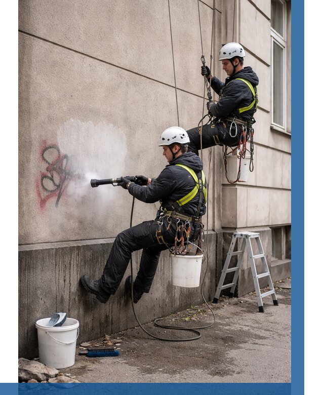 Удаление граффити с фасада в Шарыпове от 4547 р. | ВЫСОТНИК-Шрп