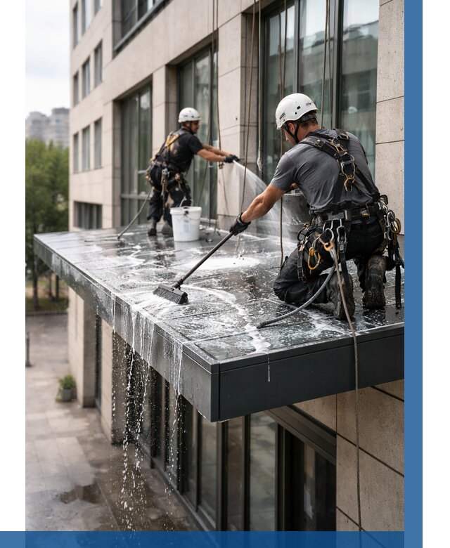 Мойка козырьков и навесов в Шарыпове от 3537 р. | ВЫСОТНИК-Шрп