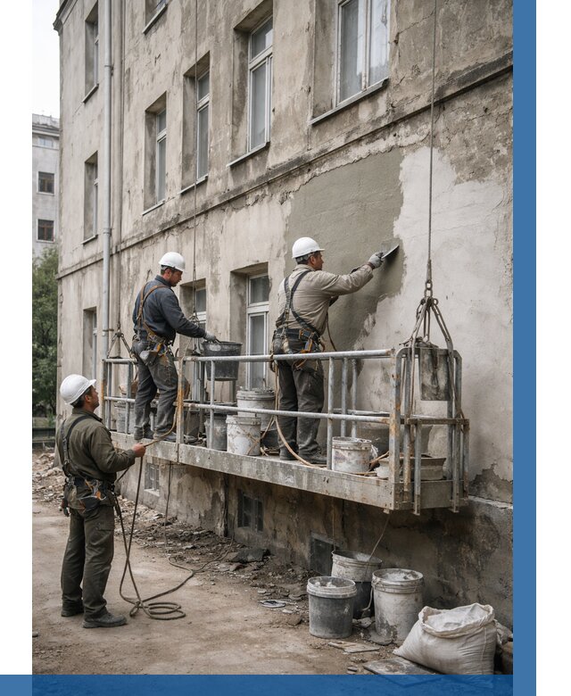 Капитальный ремонт фасада в Шарыпове от 4244 р. | ВЫСОТНИК-Шрп