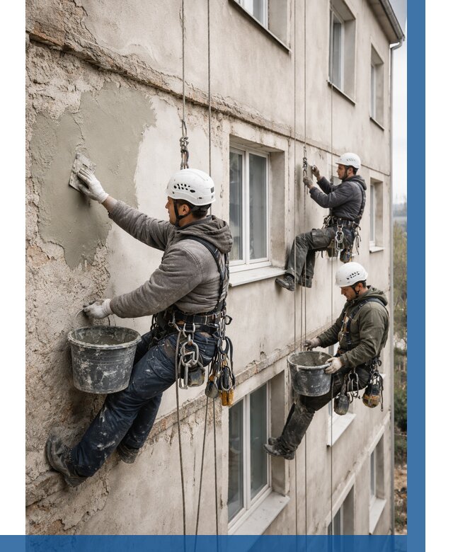 Ремонт штукатурного фасада в Шарыпове от 758 р. под ключ | ВЫСОТНИК-Шрп