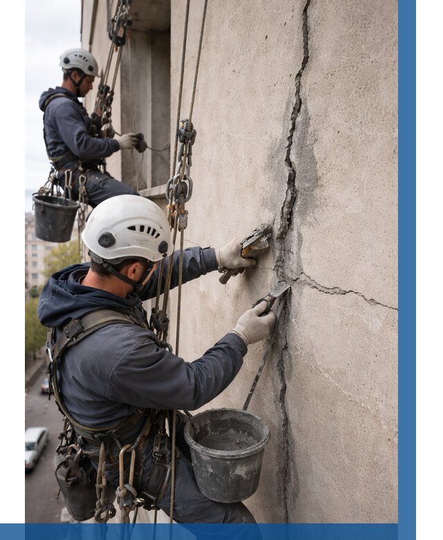 Заделка трещин на фасаде в Шарыпове от 909 р. | ВЫСОТНИК-Шрп