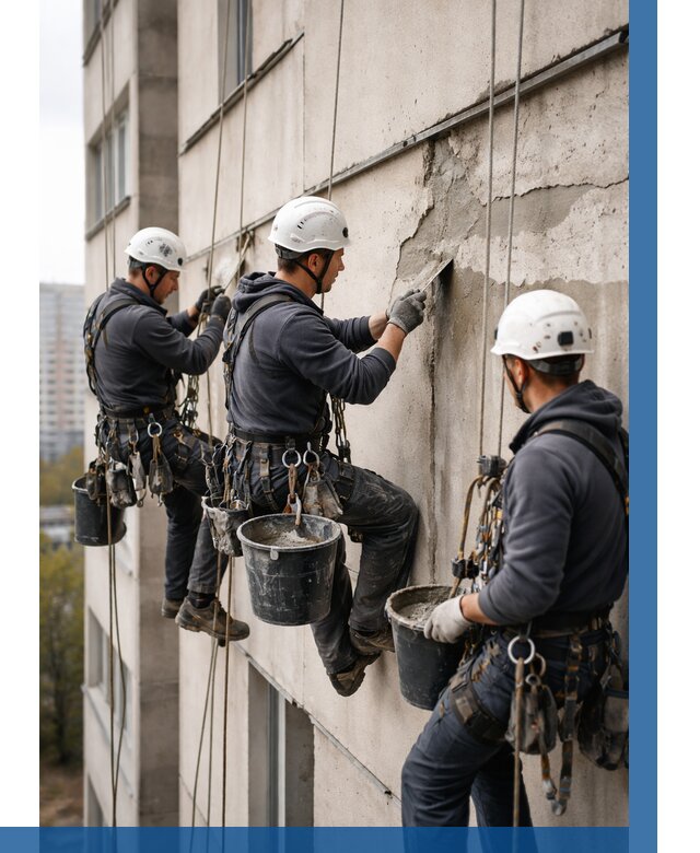 Ремонт бетонных элементов фасада в Шарыпове от 2526 р. | ВЫСОТНИК-Шрп