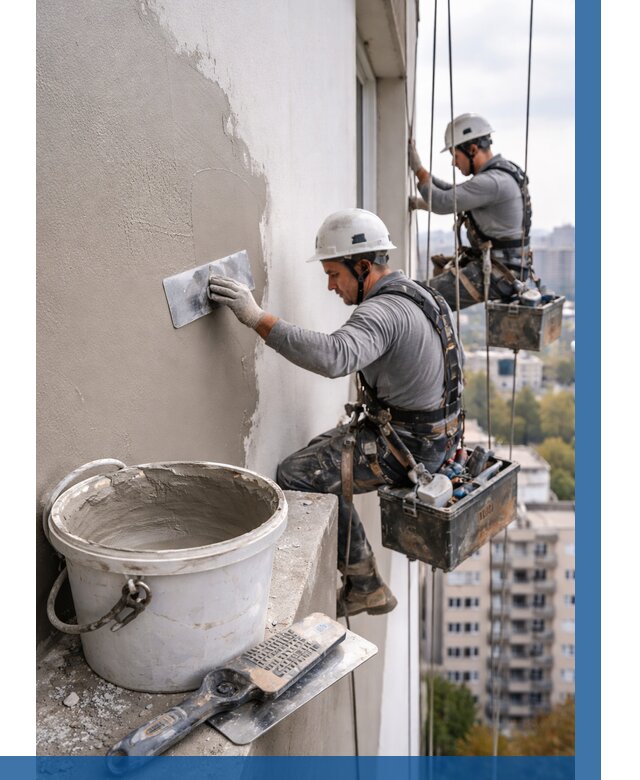 Шпаклевка фасада на высоте в Шарыпове от 707 р. | ВЫСОТНИК-Шрп