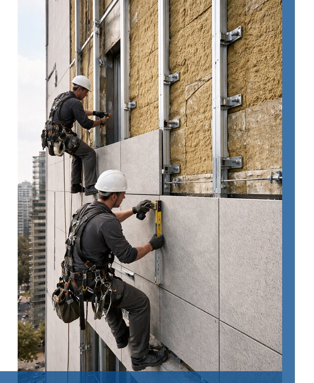 Монтаж вентилируемого фасада в Шарыпове от 3537 р. | ВЫСОТНИК-Шрп