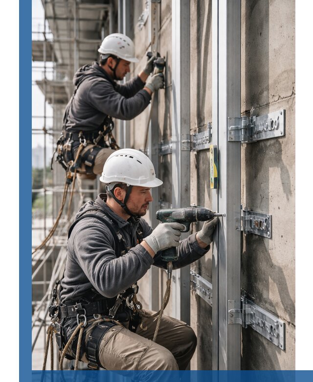 Монтаж и крепление подсистемы вентфасада в Шарыпове