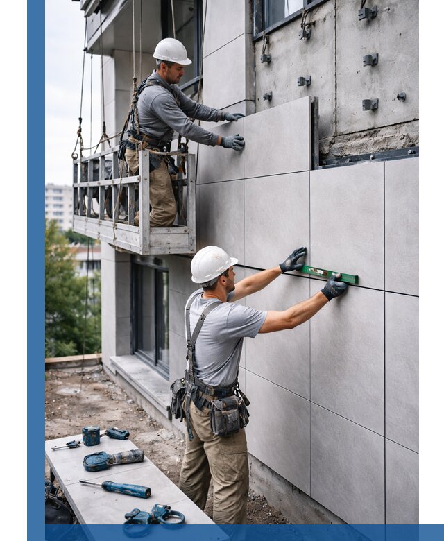 Монтаж керамогранита на фасад в Шарыпове под ключ с гарантией качества