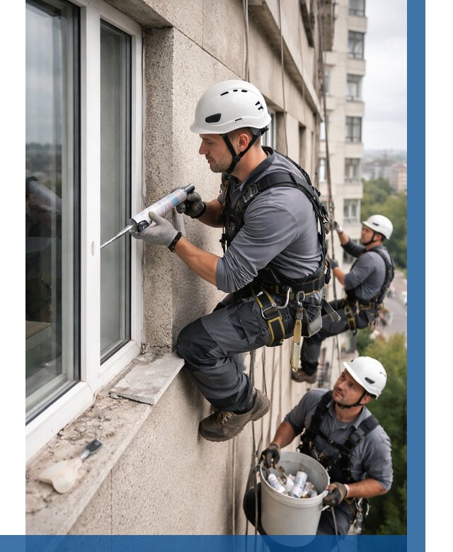 Герметизация оконных швов снаружи в Шарыпове от 1516 р. | ВЫСОТНИК-Шрп