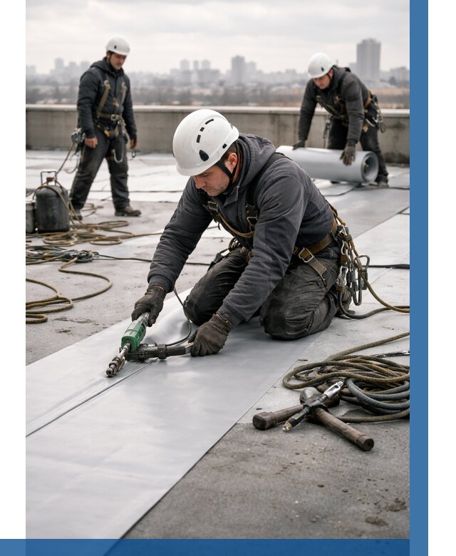 Ремонт мембранной кровли в Шарыпове от 1819 р./м2 | ВЫСОТНИК-Шрп