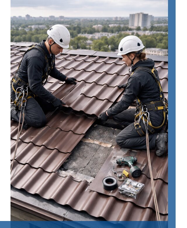 Ремонт металлочерепицы на крыше в Шарыпове от 909 р. | ВЫСОТНИК-Шрп