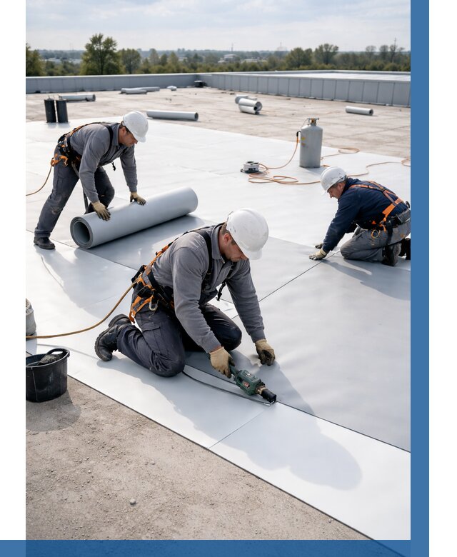 Монтаж мембранной кровли под ключ в Шарыпове от 1213 р. | ВЫСОТНИК-Шрп