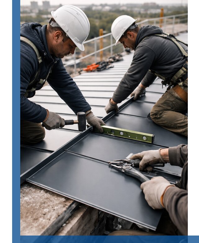 Монтаж фальцевой кровли в Шарыпове для промышленных зданий