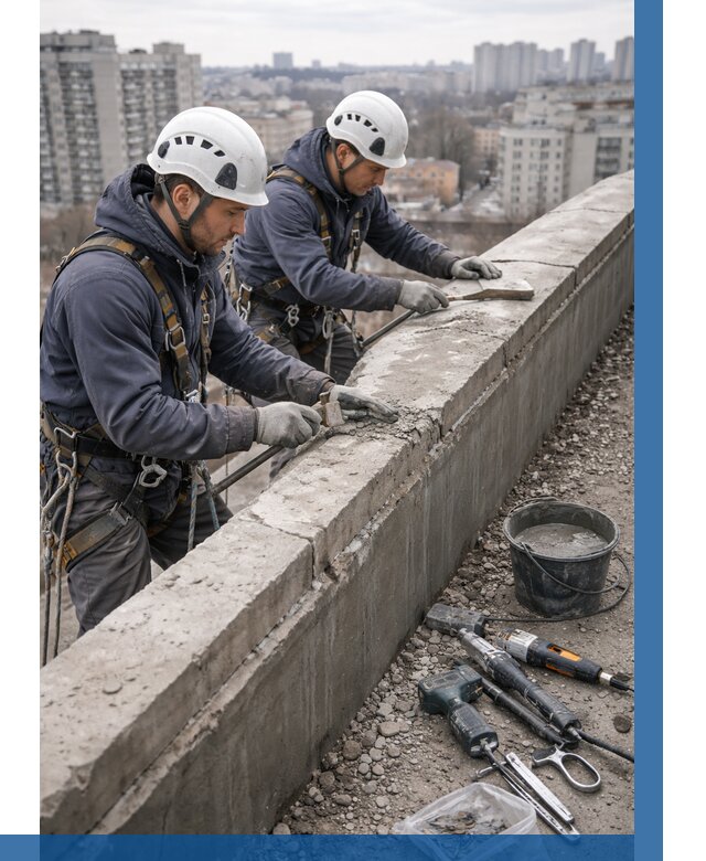 Ремонт парапета на кровле в Шарыпове от 1516 р. | ВЫСОТНИК-Шрп