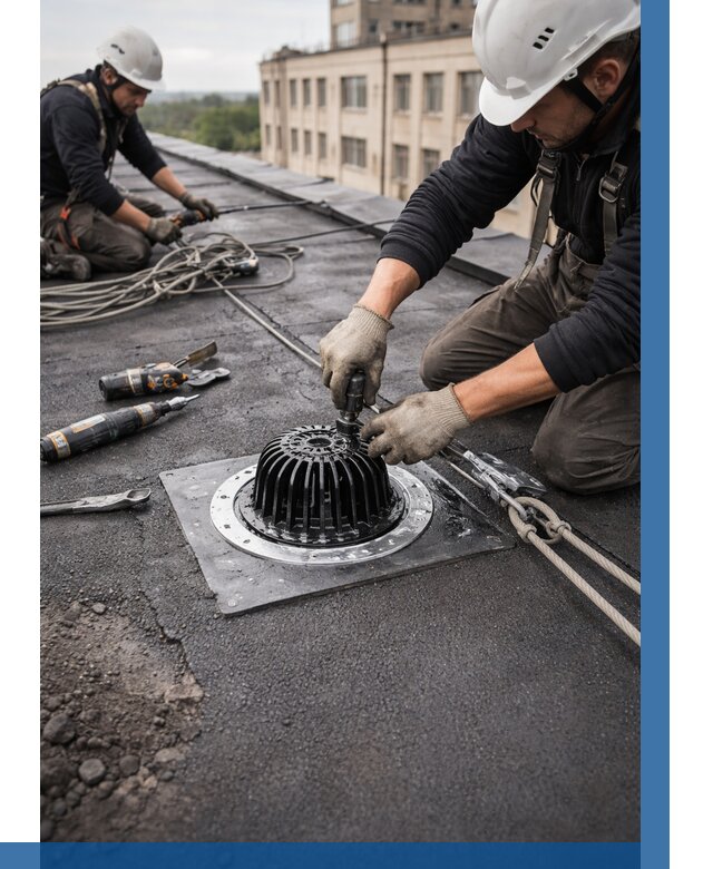 Установка водосточных воронок в Шарыпове цена от 3537 р. | ВЫСОТНИК-Шрп