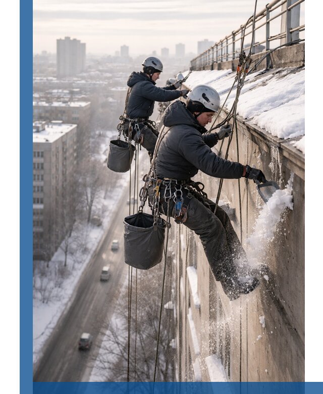 Очистка карнизов от снега в Шарыпове профессионально и безопасно