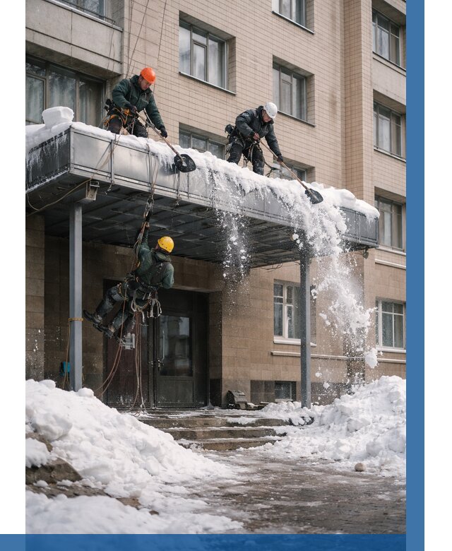 Очистка козырьков от снега в Шарыпове от 3537 р. | ВЫСОТНИК-Шрп