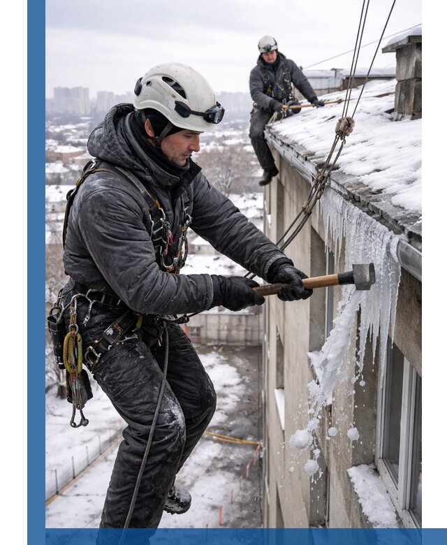 Сбивание и удаление сосулек с крыши в Шарыпове безопасно