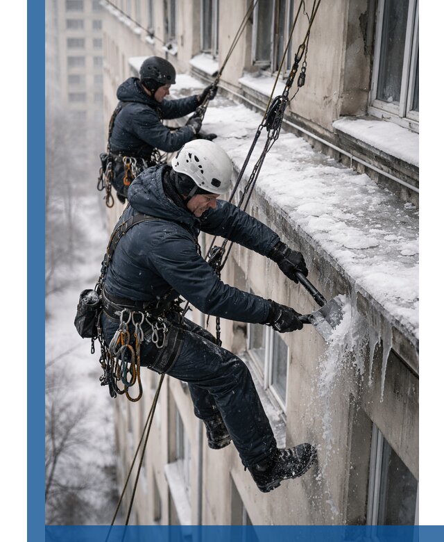 Удаление наледи и сосулек с карнизов в Шарыпове профессионально