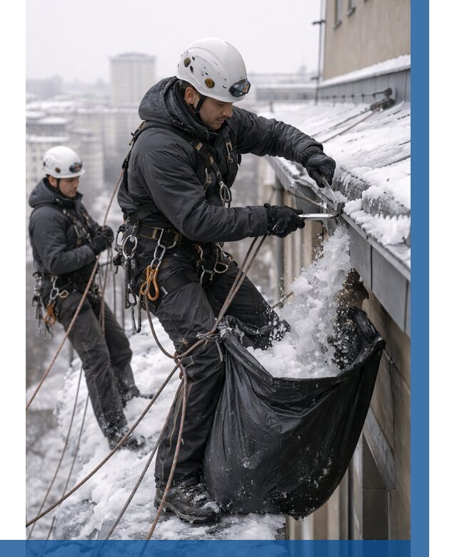 Аварийная очистка крыши в Шарыпове под ключ от 303 р. | ВЫСОТНИК-Шрп