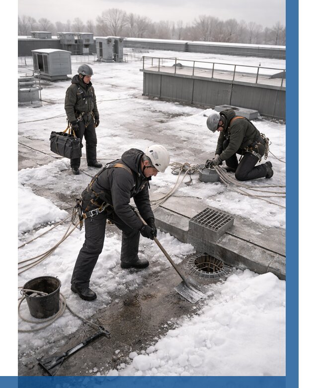 Абонентское обслуживание кровли зимой в Шарыпове от 8084 р. | ВЫСОТНИК-Шрп