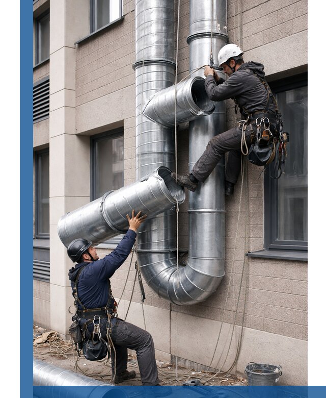 Монтаж фасадных воздуховодов в Шарыпове с герметизацией и крепежом