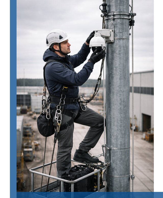 Профессиональная установка видеокамер на мачте в Шарыпове