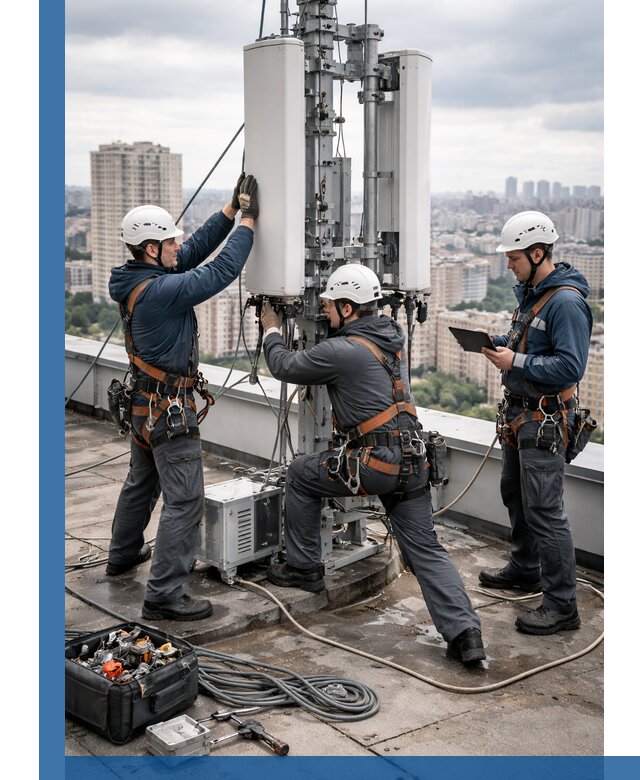 Монтаж антенн связи на крыше в Шарыпове с вводом в эксплуатацию