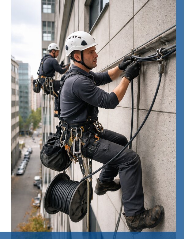 Прокладка кабеля по фасаду в Шарыпове от 354 р. | ВЫСОТНИК-Шрп