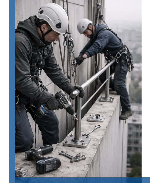 Монтаж перил на высоте в Шарыпове для жилых и промобъектов