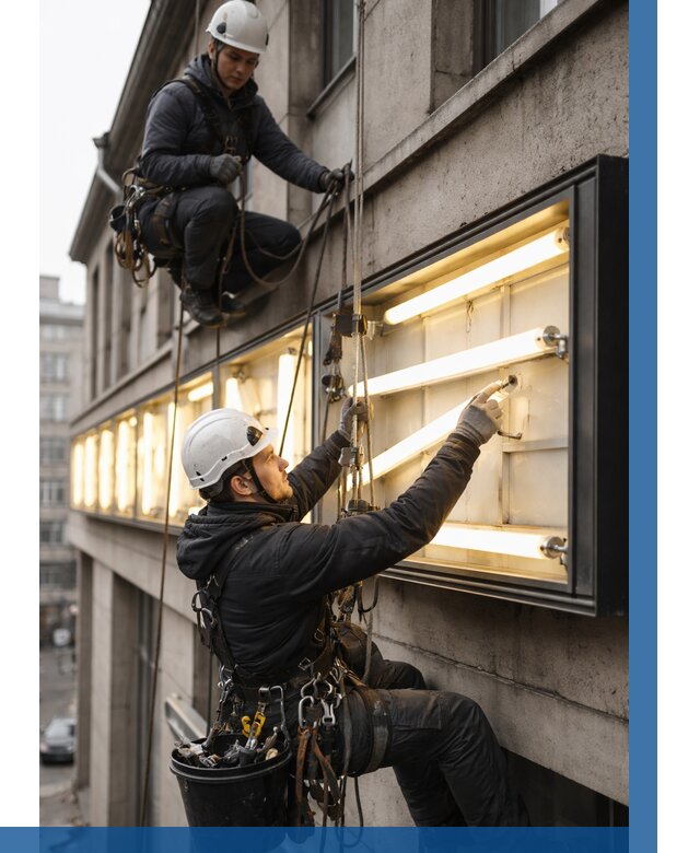 Замена ламп в вывеске в Шарыпове под ключ от 3537 р. | ВЫСОТНИК-Шрп