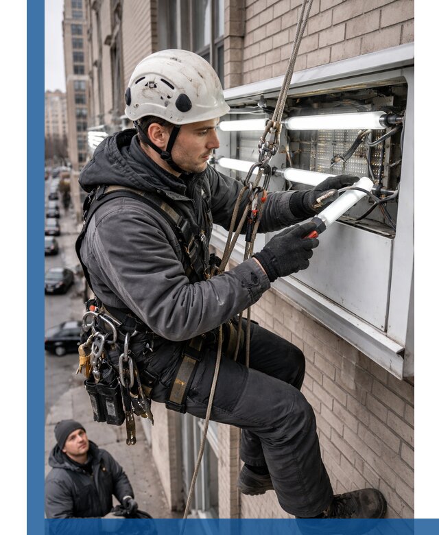 Профессиональная замена ламп в наружной вывеске в Шарыпове