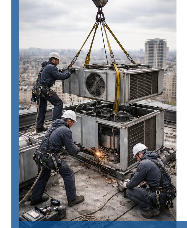 Демонтаж крышной установки в Шарыпове любой сложности