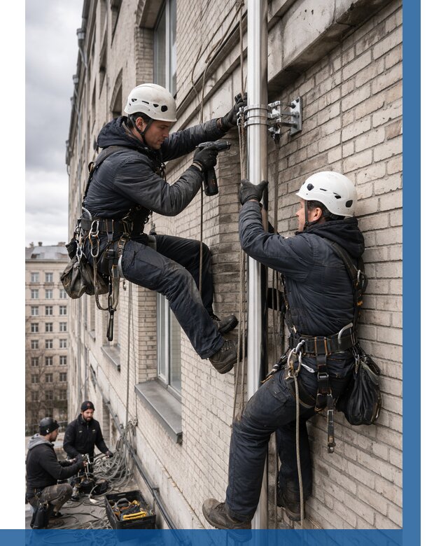 Монтаж флагштока на здании в Шарыпове от 6568 р. | ВЫСОТНИК-Шрп