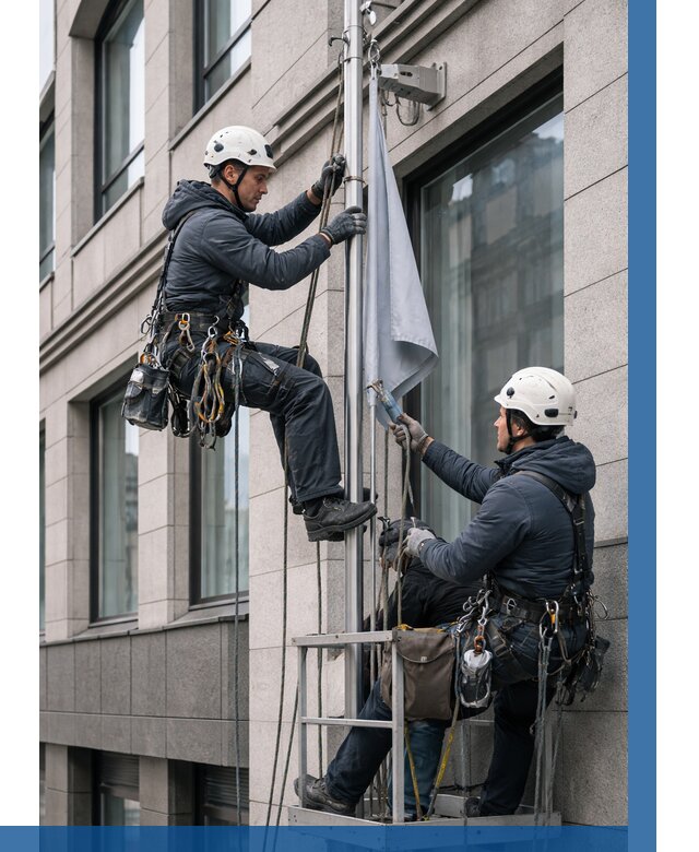 Установка флагов на фасаде в Шарыпове от 4547 р. | ВЫСОТНИК-Шрп