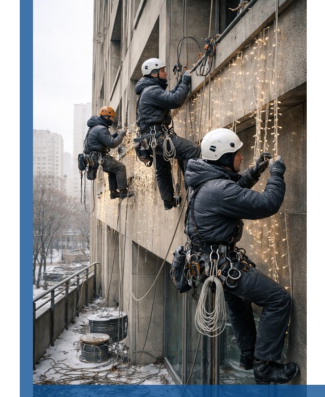 Монтаж новогодней иллюминации и украшение фасадов в Шарыпове