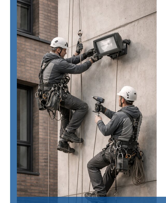 Профессиональный монтаж фасадных прожекторов в Шарыпове под ключ