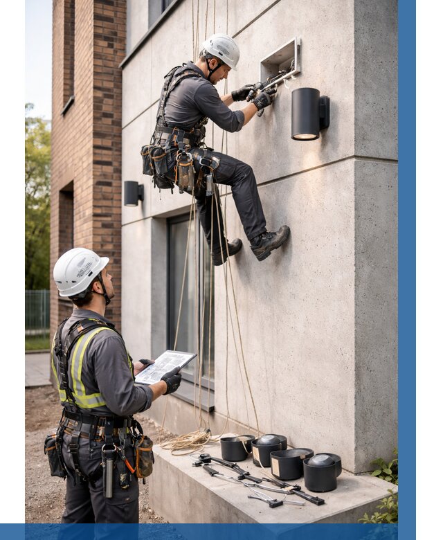 Монтаж фасадного освещения в Шарыпове от 2526 р. | ВЫСОТНИК-Шрп