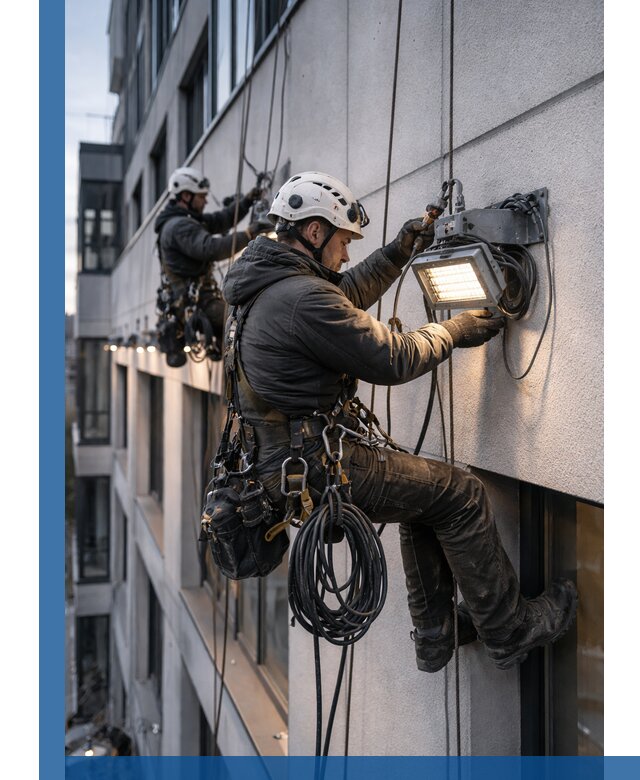 Монтаж фасадного освещения в Шарыпове установка и подключение