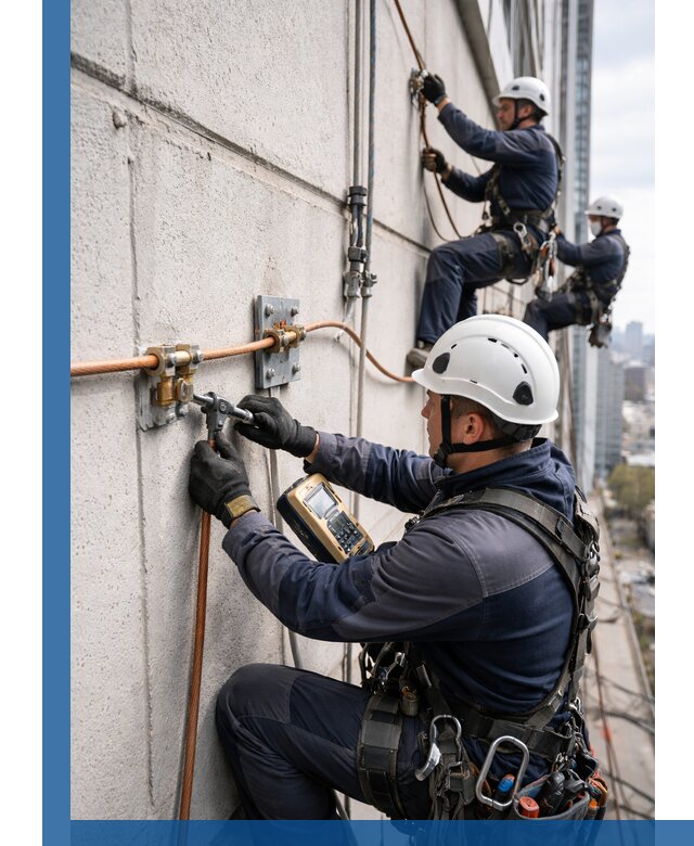 Монтаж системы заземления здания и молниезащиты в Шарыпове