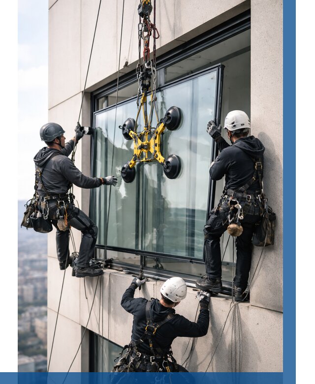 Монтаж стеклопакетов на высоте в Шарыпове от 3234 р. | ВЫСОТНИК-Шрп