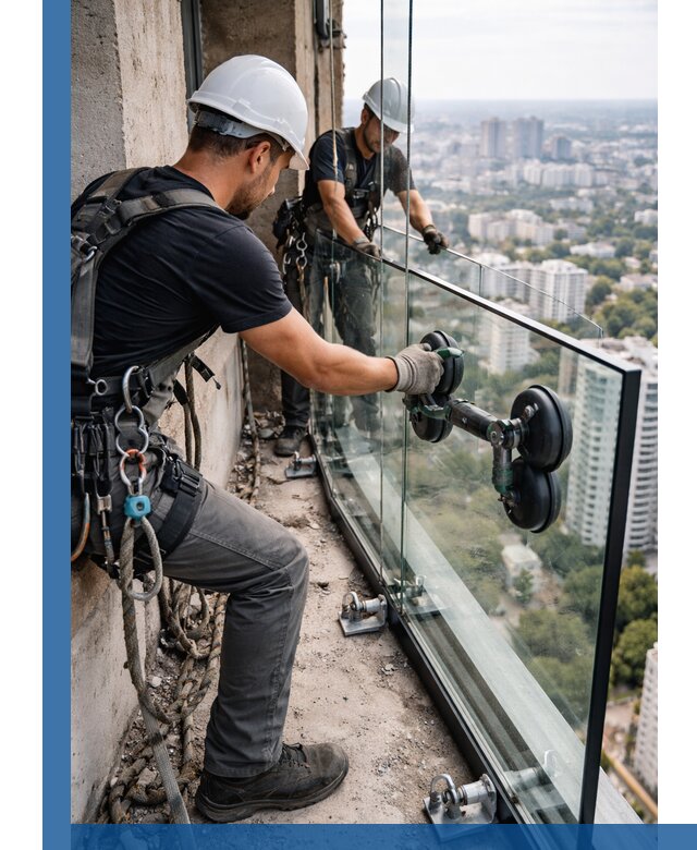 Монтаж стеклянных ограждений под ключ с гарантией в Шарыпове