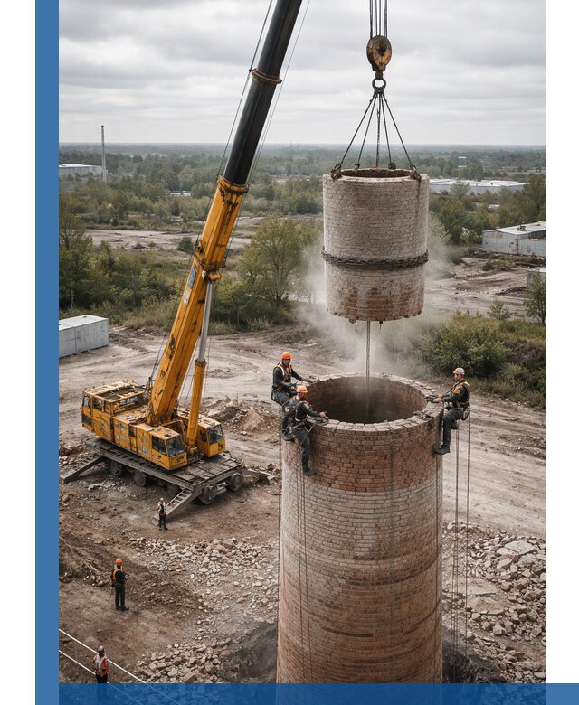 Демонтаж дымовой трубы в Шарыпове с гарантиями безопасности