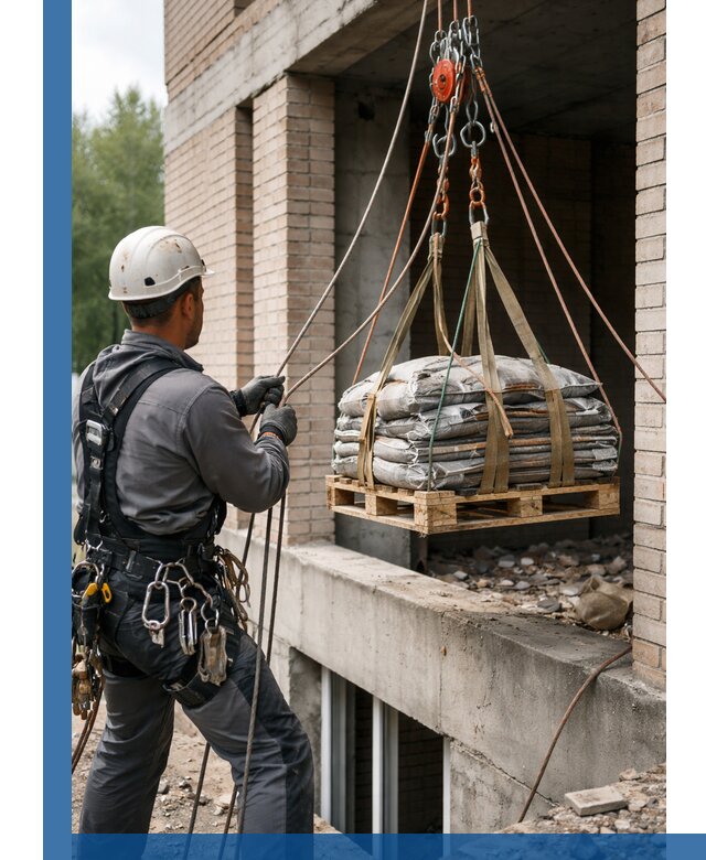 Подъем материалов на этаж веревками в Шарыпове оперативно