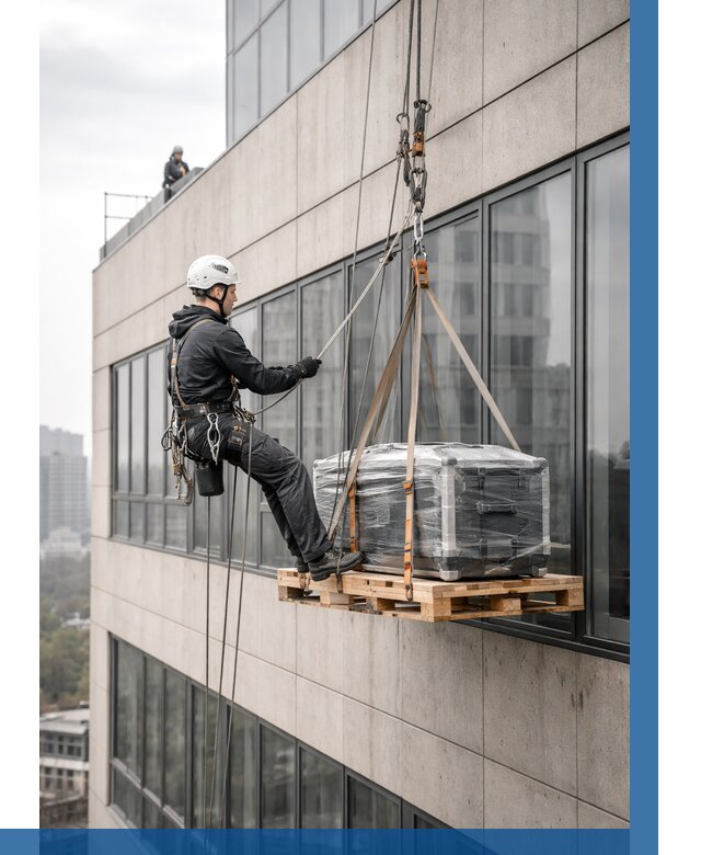 Спуск груза по фасаду в Шарыпове от 3537 р. | ВЫСОТНИК-Шрп