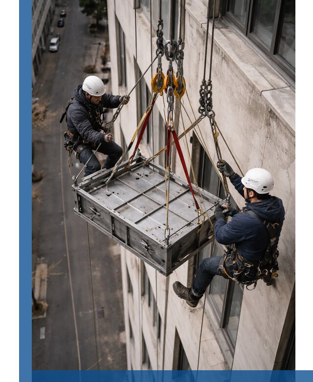 Спуск и подъем грузов по фасаду в Шарыпове для зданий