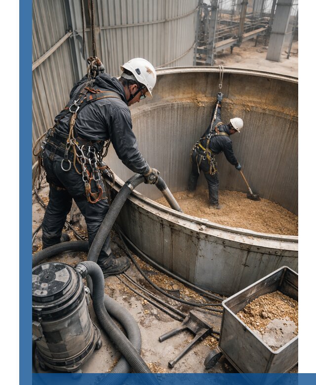 Профессиональная чистка зерновых бункеров в Шарыпове с выездом