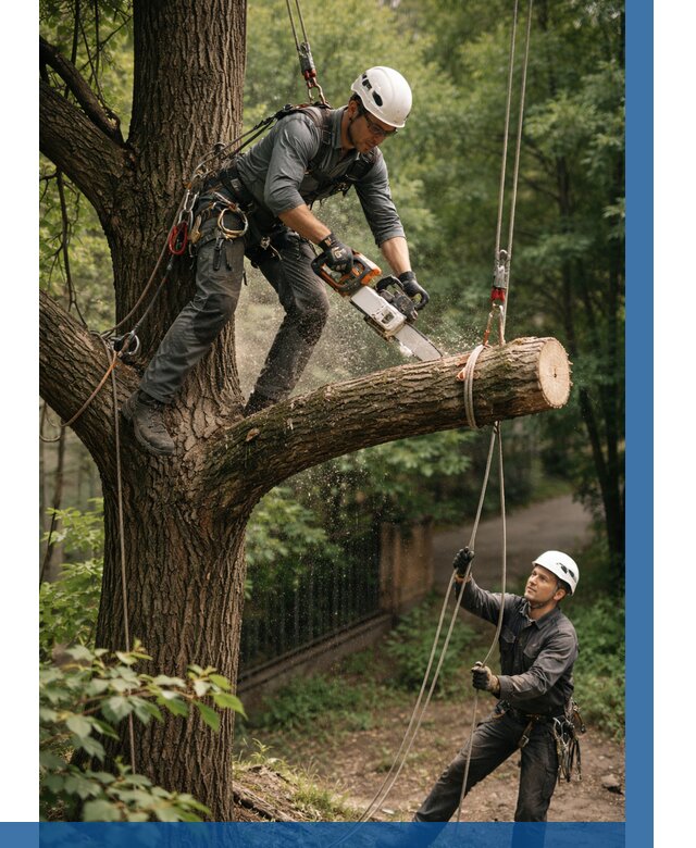 Спил деревьев альпинистами в Шарыпове от 8084 р. | ВЫСОТНИК-Шрп