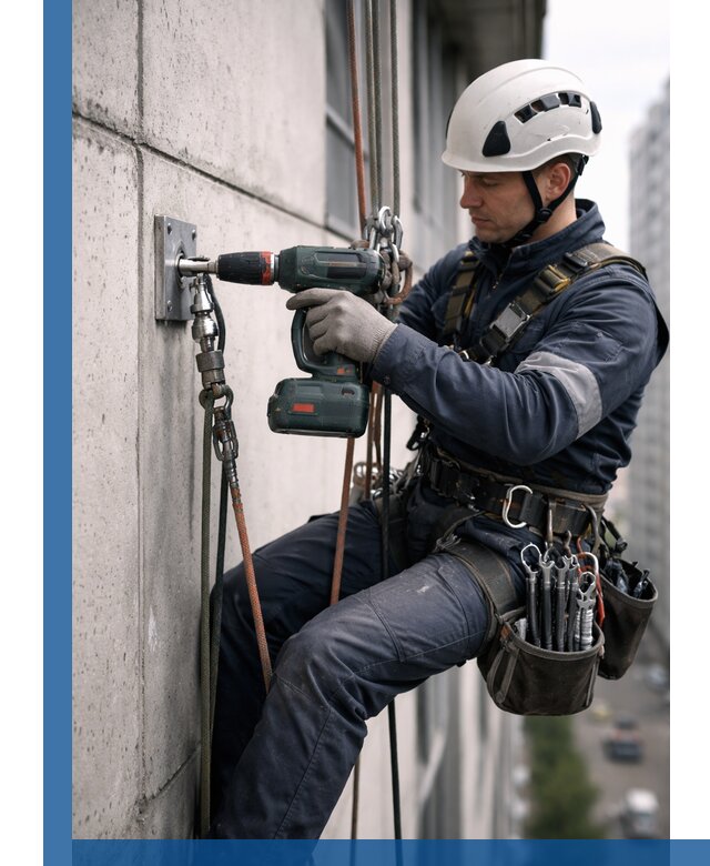 Установка анкерных точек для высотных работ в Шарыпове